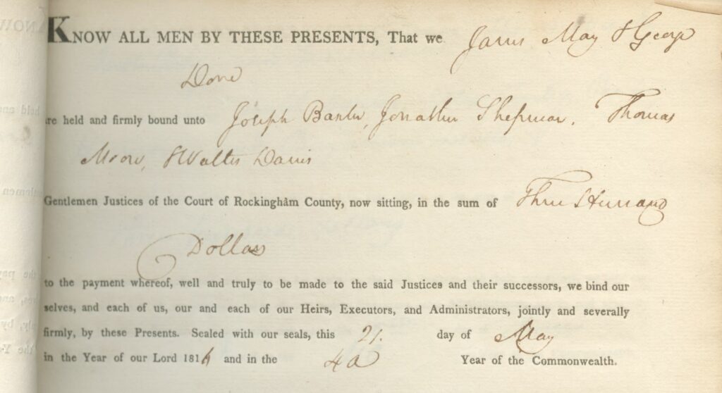 James May Brocks Gap VA legal document 1819