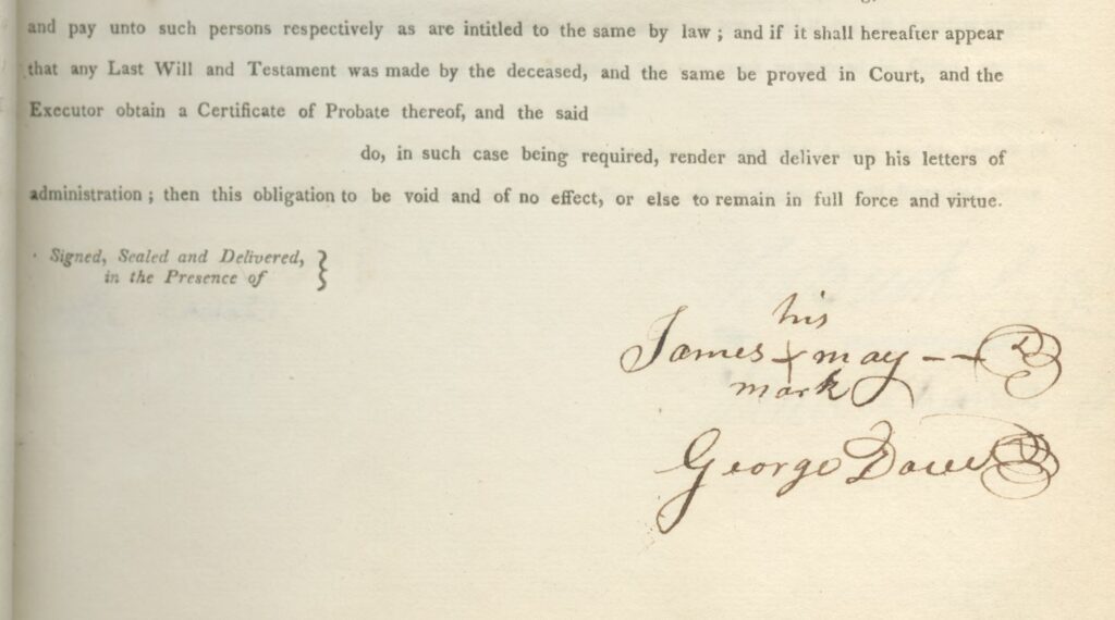 James May Brocks Gap VA legal document 1819 X mark